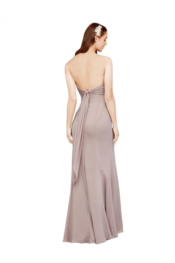 Inexpensive Fit and Flare Long Chiffon Prom Dress with Sash and Open Back UK