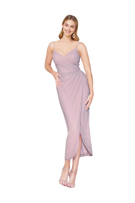 Inexpensive Short Knee Length Chiffon Wrap Cocktail Prom Dress / Homecoming Dress with Straps UK