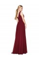 Inexpensive Draped A-Line V-Neck Floor Length Chiffon Prom Dress UK