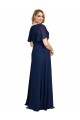 Inexpensive Chiffon V-Neck Short Sleeves Long Prom Dress with High Slit UK