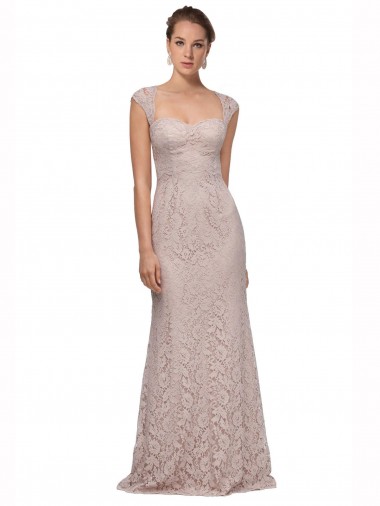 Inexpensive Sweetheart Neckline Cap Sleeves Lace Prom Dress with Twist UK
