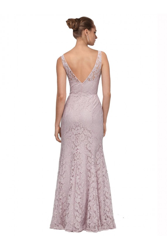 Inexpensive Lace V-Neckline Long Full Length Prom Dress UK