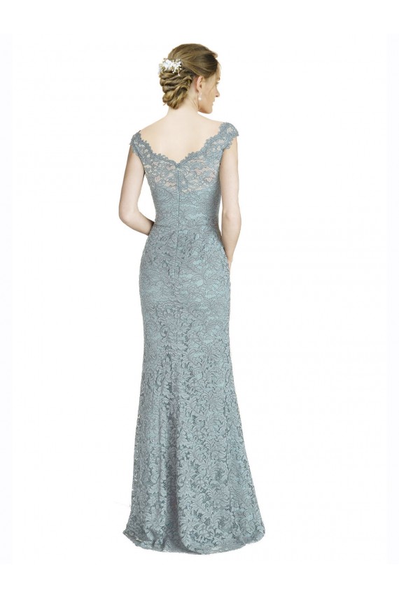 Inexpensive Off the Shoulder Mermaid Lace Prom Dress with Cap Sleeves UK