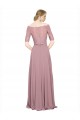 Inexpensive Off the Shoulder Lace Crop Top A-Line Chiffon Prom Dress UK