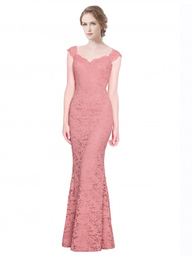 Inexpensive Sweetheart Mermaid Long Lace Prom Dress with Wide Straps UK