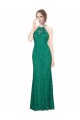 Inexpensive High Illusion Halter Neck Long Lace Prom Dress UK