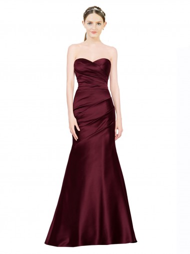 Inexpensive Mermaid Sweetheart Soft Satin Prom Dress with Pleats UK