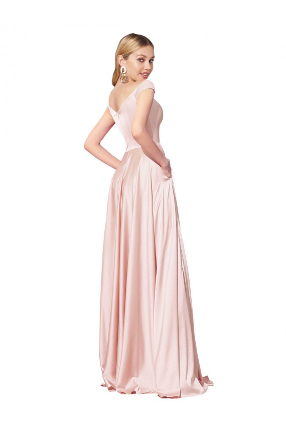 Inexpensive A-Line Off the Shoulder Sweetheart Satin Prom Dress UK