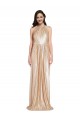 Inexpensive Floor Length Halter Neck Sparkling Sequin Prom Dress with Pleats UK