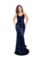 Inexpensive Mermaid V-Neck Low Back Long Sequin Prom Dress UK