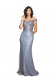 Inexpensive Off the Shoulder Sweetheart Neckline Sequin Prom Dress with Thigh High Slit UK
