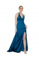 Inexpensive Halter Neck Silky Satin Prom Dress UK
