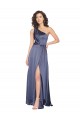 Inexpensive Draped Silky Satin Prom Dress with Tied Waist UK