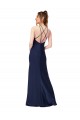 Inexpensive High Neck Satin Prom Dress with Strappy Back UK