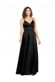 Inexpensive Silky Satin Floor-Length Long Prom Dress with V-Neckline UK