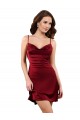 Inexpensive Midi Length Cowl Neck Silky Satin Short Cocktail Prom Dress / Homecoming Dress UK