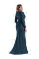 Inexpensive Long Sleeves Draped Wrap Silky Satin Mermaid Prom Dress with Front Slit UK