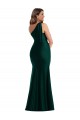 Inexpensive Cascading Bow One Shoulder Silky Satin Mermaid Prom Dress with Front Slit UK