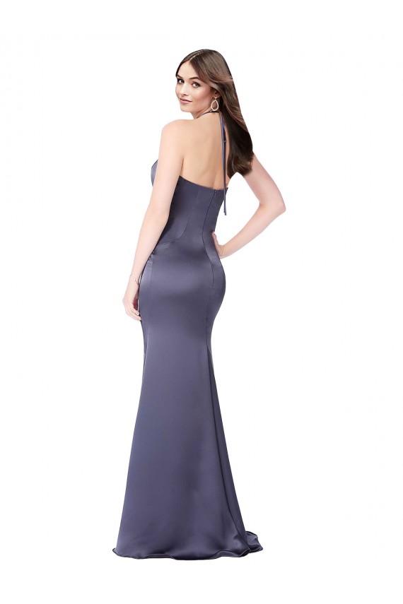 Inexpensive Fit and Flare Silky Satin Prom Dress UK