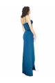 Inexpensive Full Length Bustier Style Long Silky Satin Prom Dress with Low Back UK