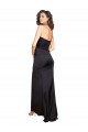Inexpensive Full Length One Shoulder Ruffled Long Silky Satin Prom Dress with High Slit UK