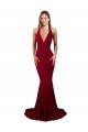 Inexpensive Halter Mermaid Plunge V-Neckline Open Back Bow Tie Spandex Prom Dress UK