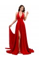 Inexpensive High Slit A-Line Halter Long Spandex Prom Dress Open Back UK