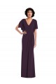 Inexpensive Faux Wrap Split Sleeves Maxi Spandex Prom Dress with Cascade Skirt UK