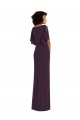 Inexpensive Faux Wrap Split Sleeves Maxi Spandex Prom Dress with Cascade Skirt UK