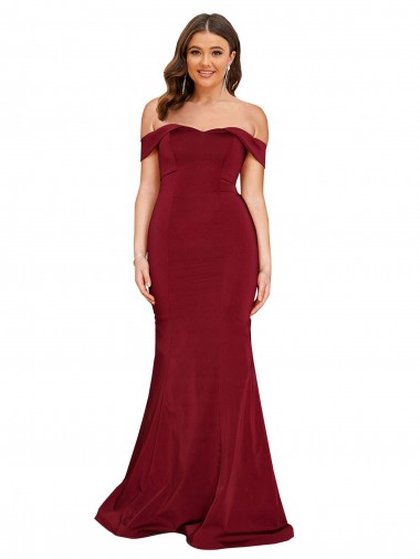 Inexpensive Off Shoulder Sleeves Sweetheart Neckline Long Spandex Prom Dress UK