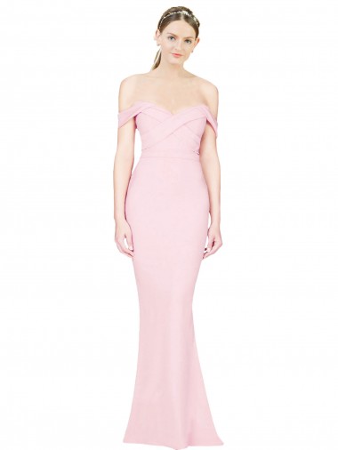 Inexpensive Full Length Off the Shoulder Prom Dress with Twist Front UK