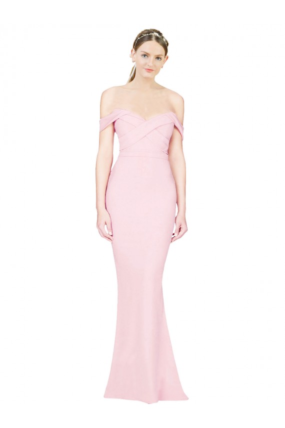 Inexpensive Full Length Off the Shoulder Prom Dress with Twist Front UK