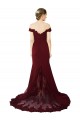 Inexpensive Full Length Off the Shoulder Formal Crepe Prom Dress with Lace On Bodice and Back UK
