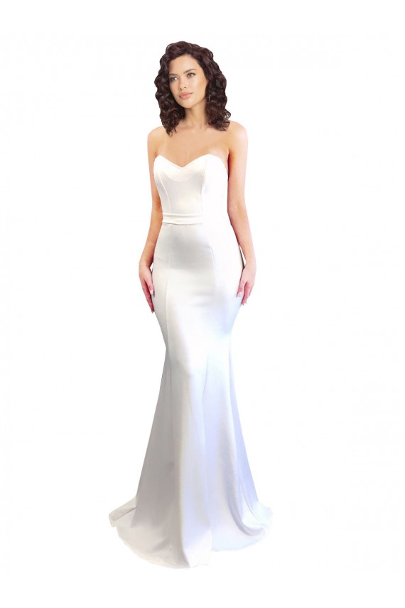 Inexpensive Sweetheart Strapless High Neck Long Crepe Prom Dress UK