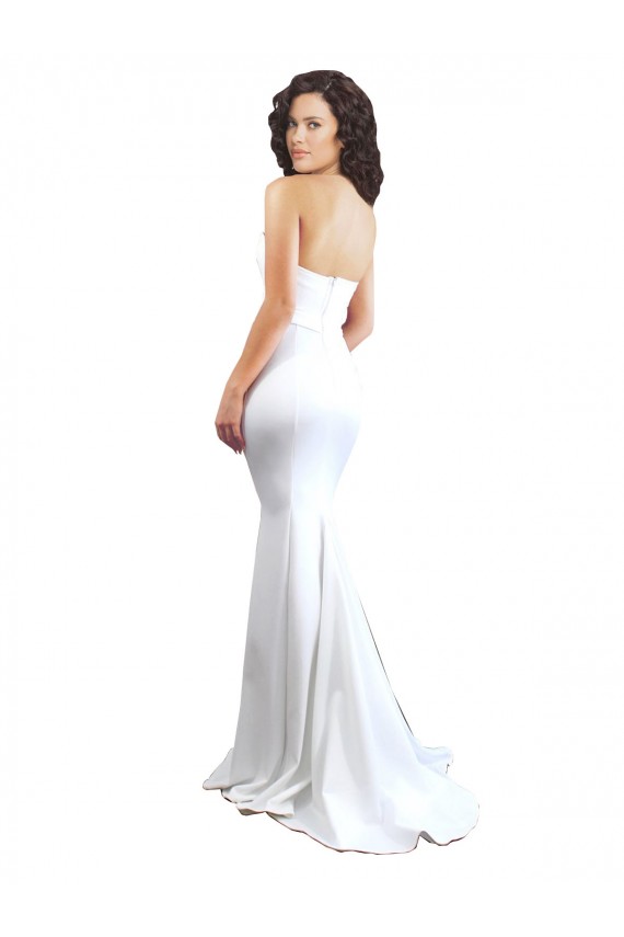 Inexpensive Sweetheart Strapless High Neck Long Crepe Prom Dress UK