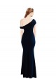 Inexpensive Draped Off the Shoulder Fitted Crepe Prom Dress UK