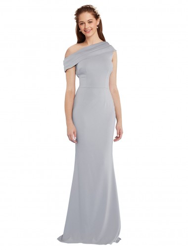 Inexpensive Off the Shoulder Asymmetrical Mermaid Crepe Prom Dress UK
