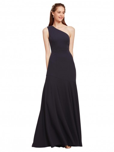 Inexpensive Fit and Flare Crepe Prom Dress with One Shoulder UK