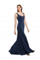 Inexpensive Fit and Flare Long Crepe Prom Dress with Round Neck UK