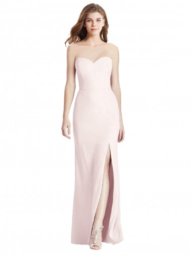 Inexpensive Strapless Crepe Trumpet Prom Dress with Front Slit UK