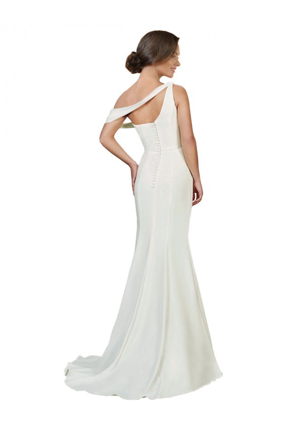 Inexpensive One Shoulder Crepe Prom Dress with Draped Off the Shoulder Strap UK