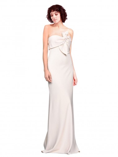 Inexpensive Strapless Crepe Fitted Prom Dress with Twist Bow UK