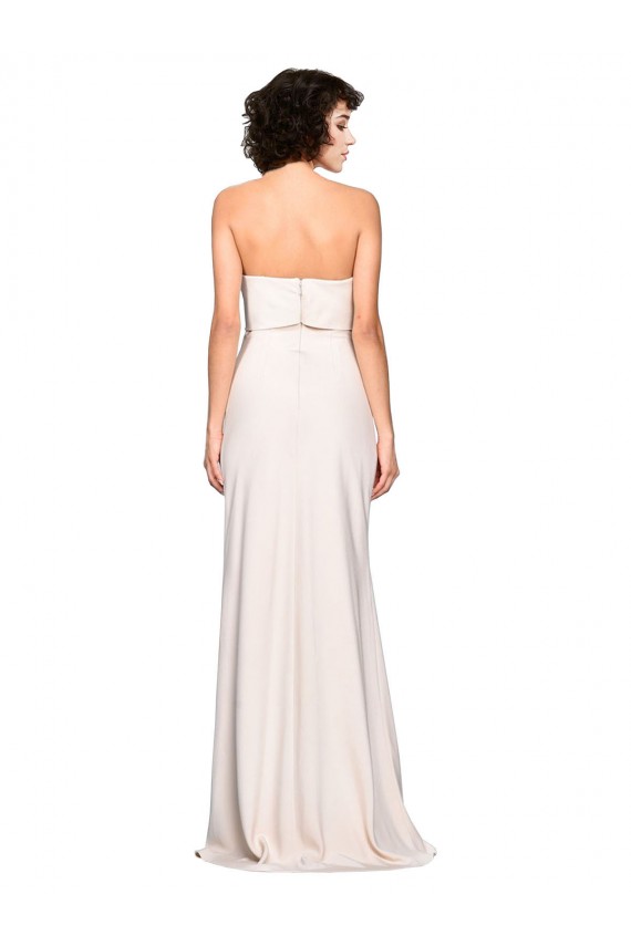 Inexpensive Strapless Crepe Fitted Prom Dress with Twist Bow UK