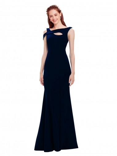 Inexpensive Sleeveless Crepe Mermaid Prom Dress with Side Slit UK