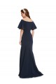Inexpensive Off the Shoulder Crepe Prom Dress with Short Ruffle Sleeves. UK