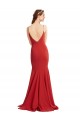 Inexpensive Mermaid Plunging V-Neck Crepe Prom Dress with Wide Open Back UK