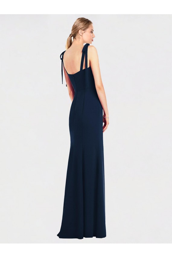 Inexpensive Flat Tie Shoulder Crepe Trumpet Prom Dress with Front Slit UK