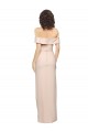 Inexpensive Off the Shoulder Long Crepe Prom Dress with Waist Tie and Slit UK