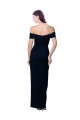 Inexpensive Off the Shoulder Long Full Length Crepe Prom Dress with Side Split UK