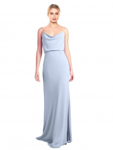 Inexpensive Feminine Cowl Neck Slim Floor Length Stretch Crepe Prom Dress UK